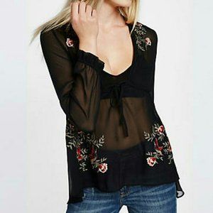 EXPRESS Romantic Sheer Embroidered Top